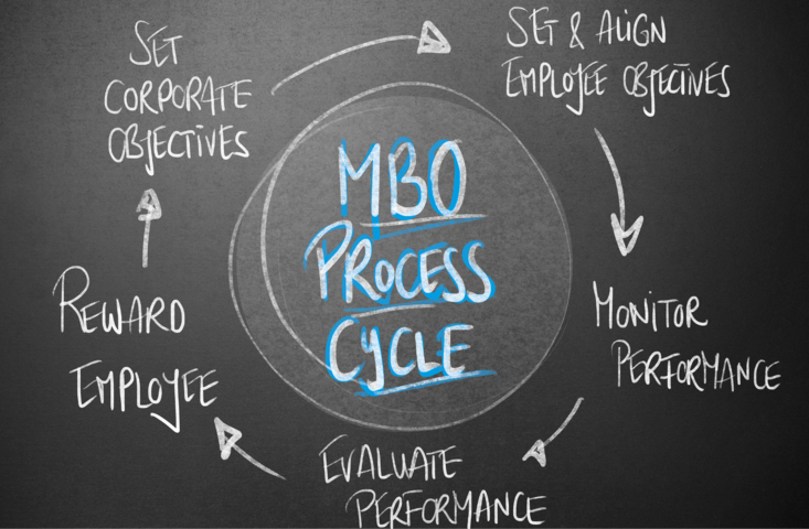 il processo di un sistema MBO identificare i dipendenti, onitorare le performance MBO, valutazione delle performance, aggiustamenti obiettivi Mbo