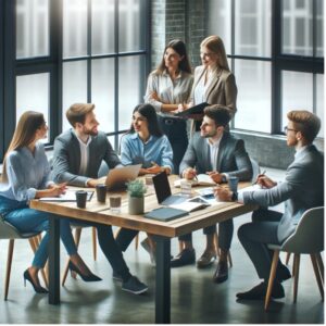 alcuni colleghi che si confrontano in modo positivo