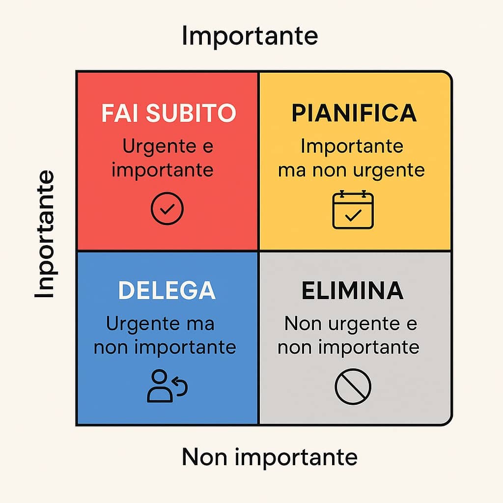 Matrice di Eisenhower per la gestione del tempo: importante vs urgente